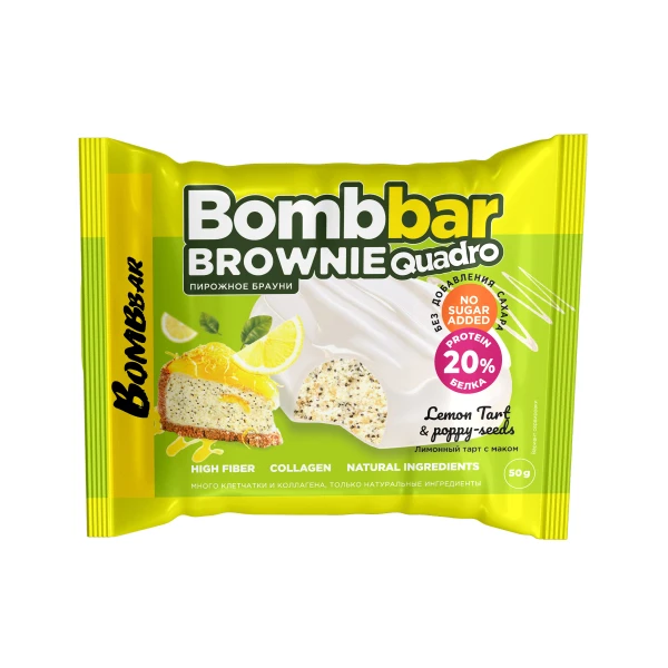 Bombbar протеиновый брауни 50 грамм (Лимонный тарт с маком)