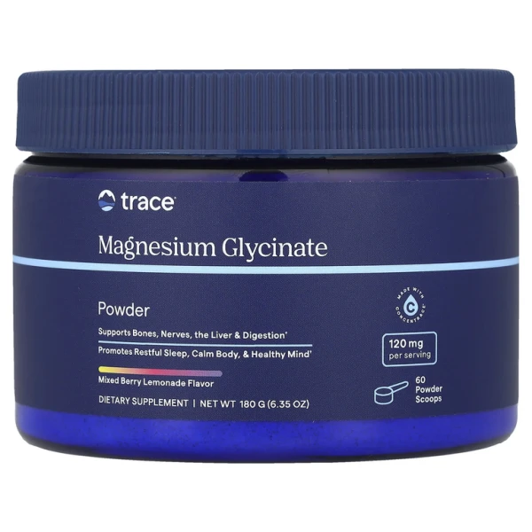 Trace Minerals Магний Глицинат в порошке 180 грамм (Ягодный лимонад)