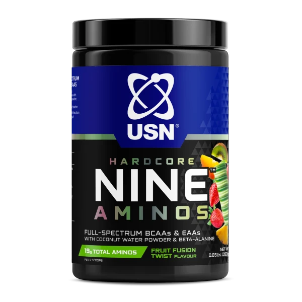 USN Аминокислоты Hardcore Nine Aminos 390 грамм (Фруктовый фьюжн-твист)