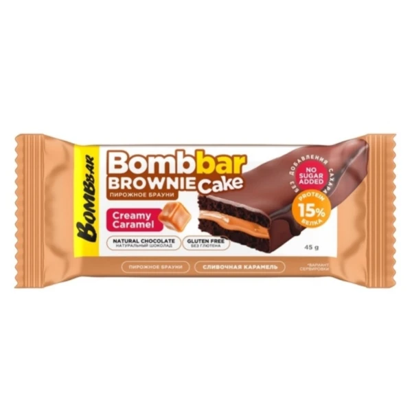 Bombbar протеиновый брауни cake 45 грамм (Сливочная карамель)