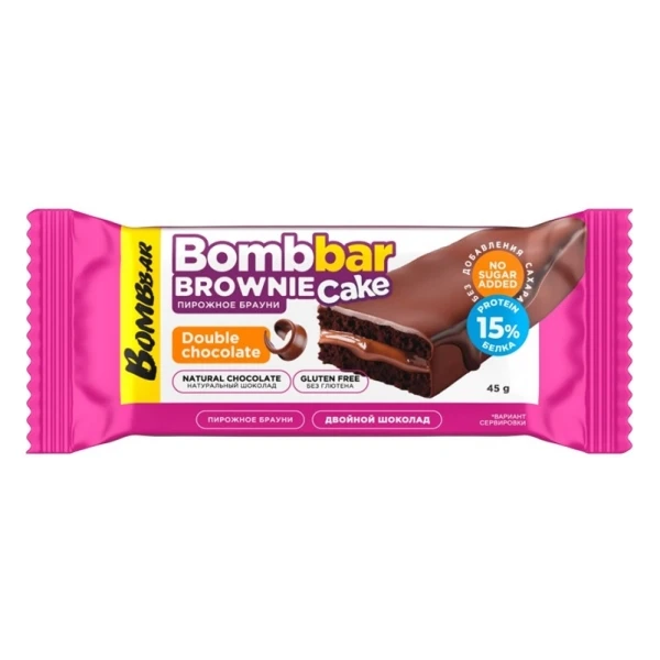 Bombbar протеиновый брауни cake 45 грамм (Двойной шоколад)
