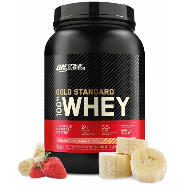 Optimum Nutrition Сывороточный Протеин Gold Standard 907 грамм (Клубника банан)