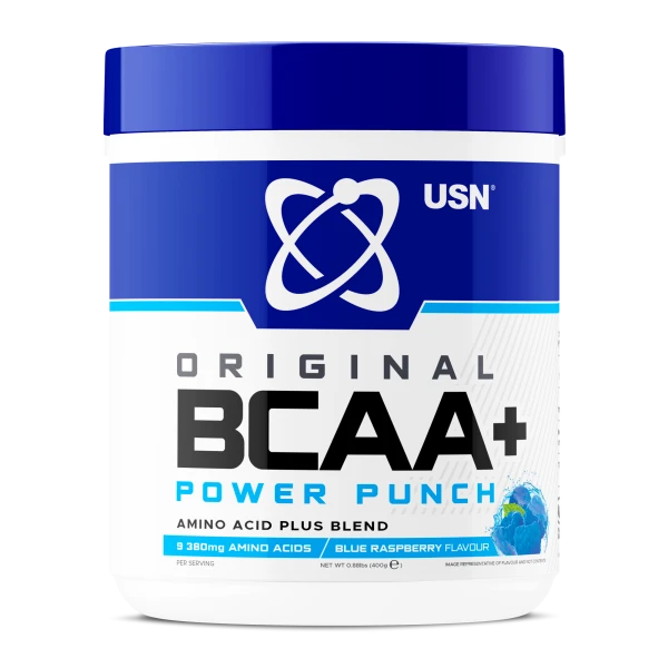 USN БЦАА+ Аминокислоты Power Punch 400 грамм (Голубая малина)