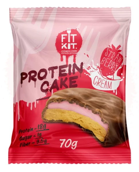 Fit Kit Протеиновое пирожное 50 грамм (Клубника со сливками)