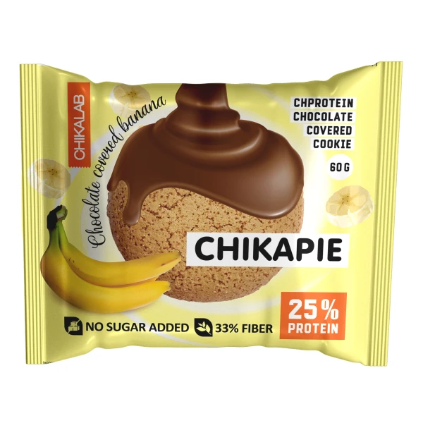 Chikalab Покрытое шоколадом протеиновое печенье Chikapie 60 грамм (Банан в шоколаде)