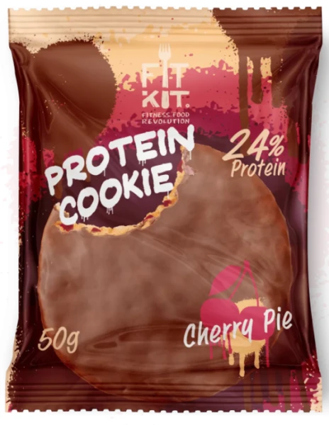 Fit Kit Протеиновое печенье шоколадное 40 грамм (Вишневый пирог)