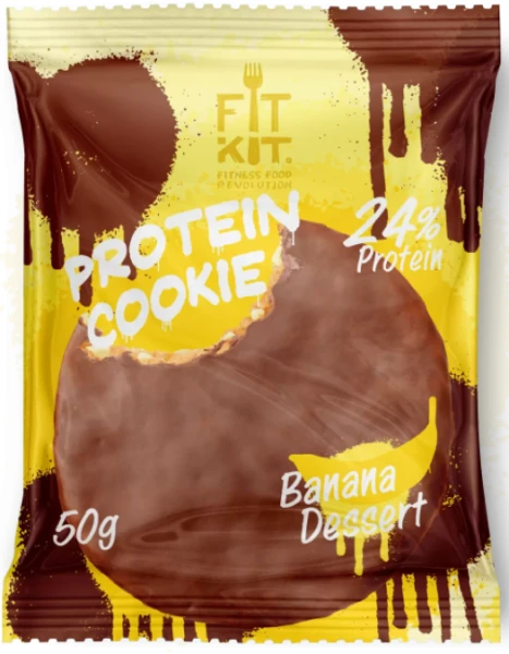 Fit Kit Протеиновое печенье шоколадное 40 грамм (Банановый десерт)
