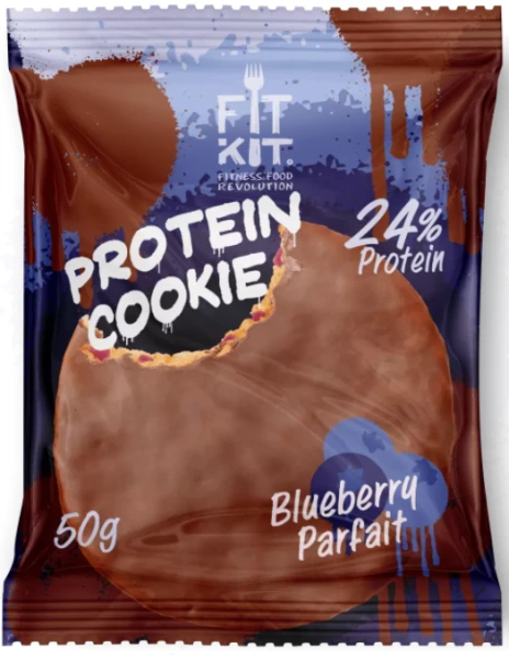 Fit Kit Протеиновое печенье шоколадное 40 грамм (Черничное парфе)