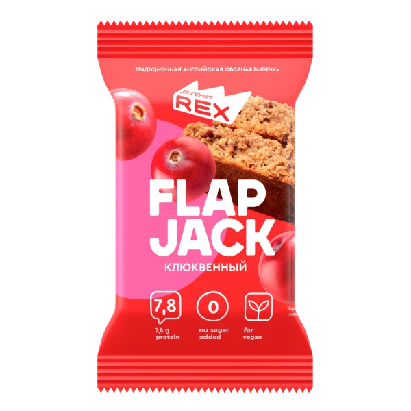 Protein Rex Овсяное протеиновое печенье Flap Jack 60 грамм (Клюква)