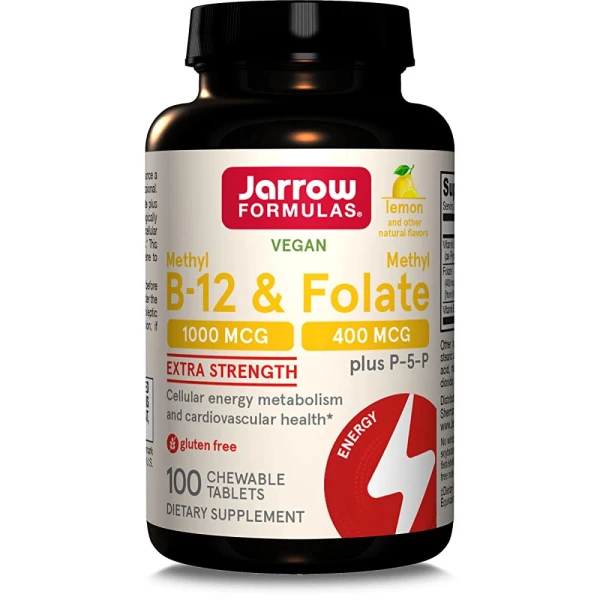 Jarrow Formulas Метил Б-12 1000 мкг и Метил Фолат 400 мкг 100 пастилок