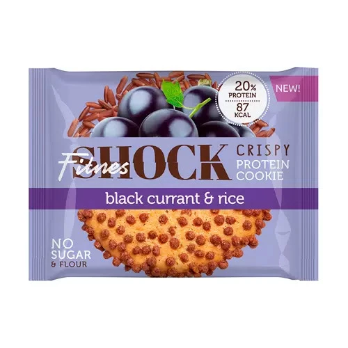 FitnesShock протеиновое печенье CRISPY 30 грамм (Черная смородина - рис)
