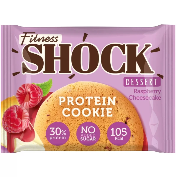 FitnesShock Протеиновое печенье DESSERT 35 грамм (Малиновый чизкейк)