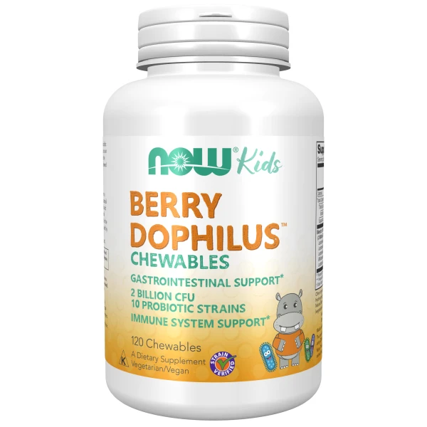 NOW Пробиотики для Детей Berry Dophilus 120 жевательных таблеток
