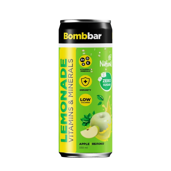 Bombbar Лимонад с Витаминами и Минералами 330 мл (Яблоко)
