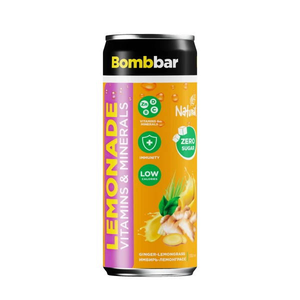 Bombbar Лимонад с Витаминами и Минералами 330 мл (Имбирь - лемонграсс)