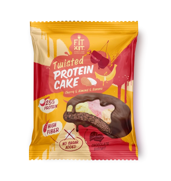 Fit Kit протеиновое пирожное Twisted 70 грамм (Вишня - миндаль - банан)
