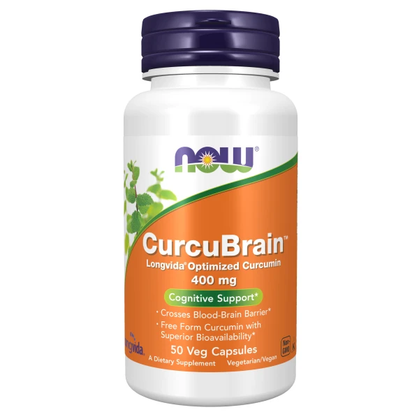 NOW Оптимизированный Куркумин 400 мг CurcuBrain Longvida 50 вег капсул