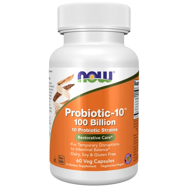 NOW Пробиотик Probiotic-10 100 Миллиардов 60 вег капсул