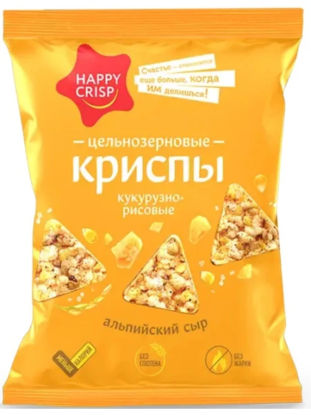 HAPPY CRISP Криспы цельнозерновые 50 грамм (Альпийский сыр)