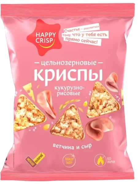 HAPPY CRISP Криспы цельнозерновые 50 грамм (Ветчина и сыр)
