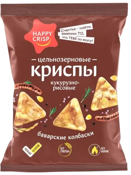 HAPPY CRISP Криспы цельнозерновые 50 грамм (Баварские колбаски)