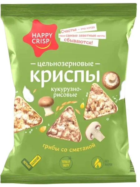 HAPPY CRISP Криспы цельнозерновые 50 грамм (Грибы и сметана)