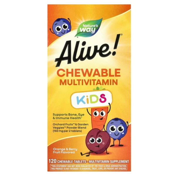 Nature's Way Alive Мультивитамины для Детей жевательные 120 жевательных таблеток