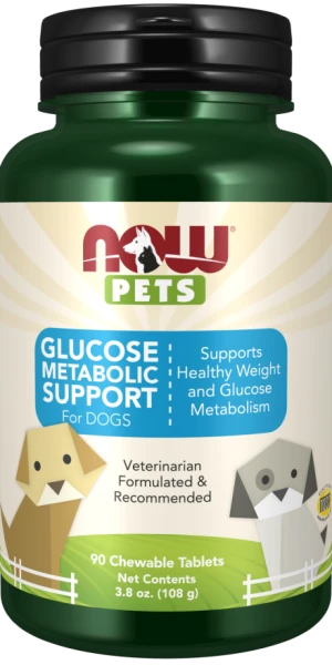 NOW Pets Поддержка метаболизма Глюкозы для собак и кошек 90 жевательных таблеток