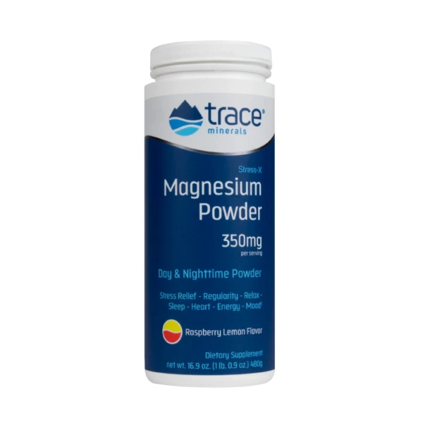 Trace Minerals Магний в порошке Stress-X 350 мг 500 грамм (Малина-Лимон)