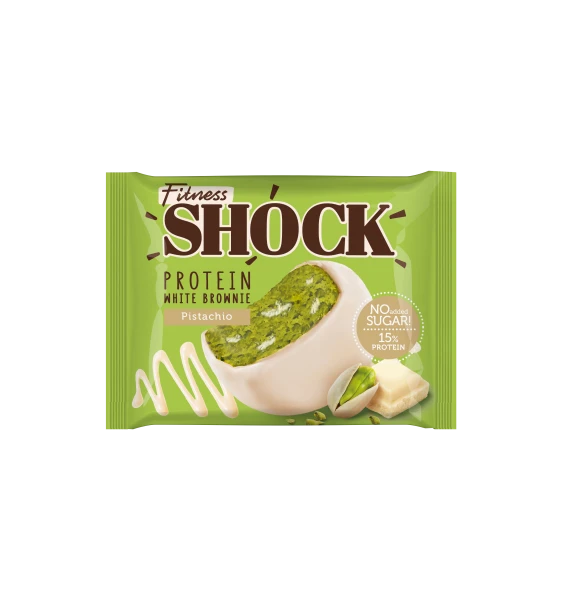 FitnesShock Протеиновый брауни 50 грамм (Белый шоколад и фисташка)