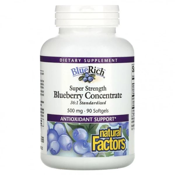 Natural Factors Черника Концентрат BlueRich 500 мг 90 софтгель-капсул