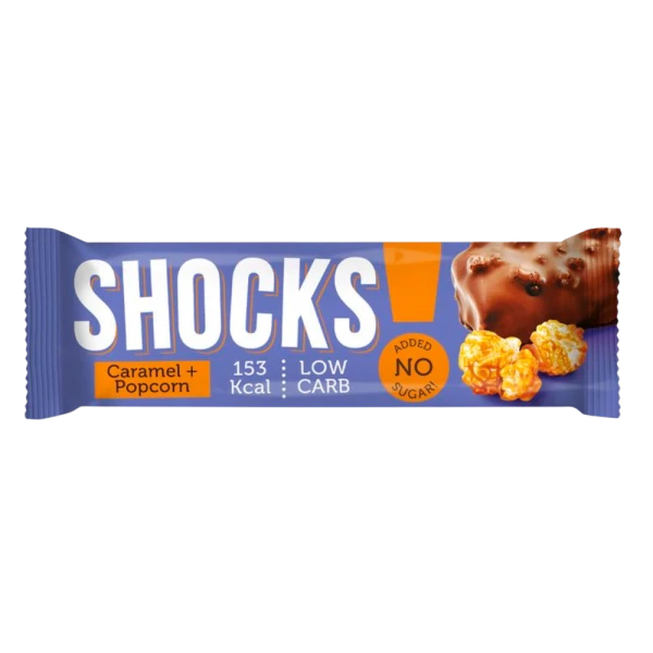 FitnesShock Протеиновый батончик низкоуглеводный SHOCKS 35 грамм (Карамельный попкорн)