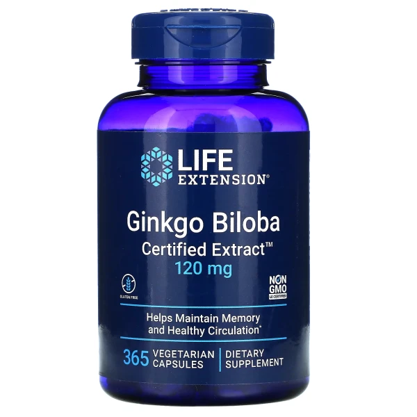 Life Extension Гинкго Билоба Сертифицированный Экстракт 120 мг 365 вег капсул