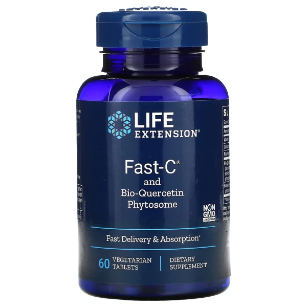 Life Extension Витамин С и фитосомы Био-Кверцетина Fast-C and Bio-Quercetin Phytosome 60 вег таблеток