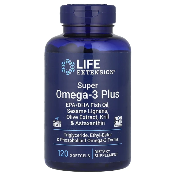 Life Extension Супер Омега-3 Плюс ЭПК/ДГК Рыбий Жир 120 софтгель-капсул