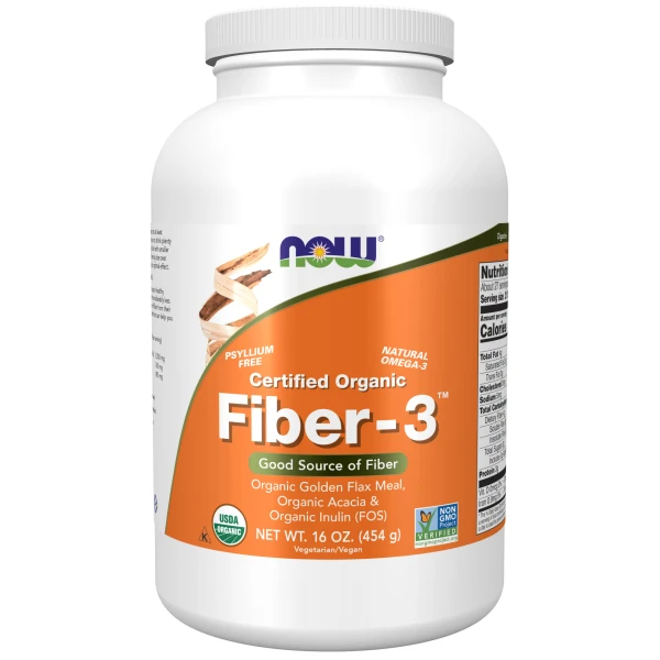 NOW Клетчатка органическая Fiber-3 454 грамм