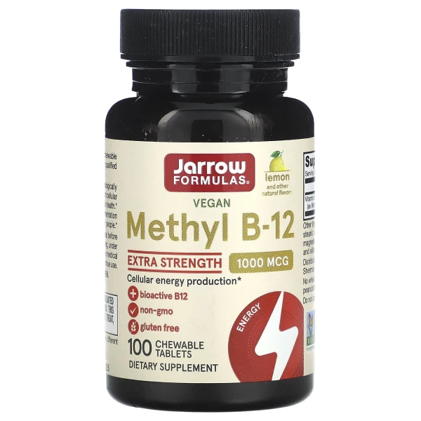 Jarrow Formulas Метил Б-12 усиленного действия 1000 мкг 100 жевательных таблеток (Лимон)