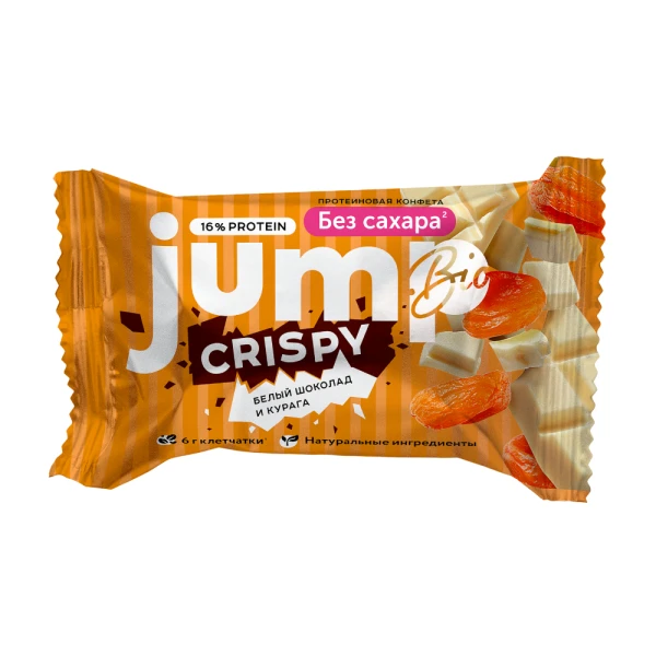 Jump Bio конфета Crispy 30 грамм (Белый шоколад и курага)