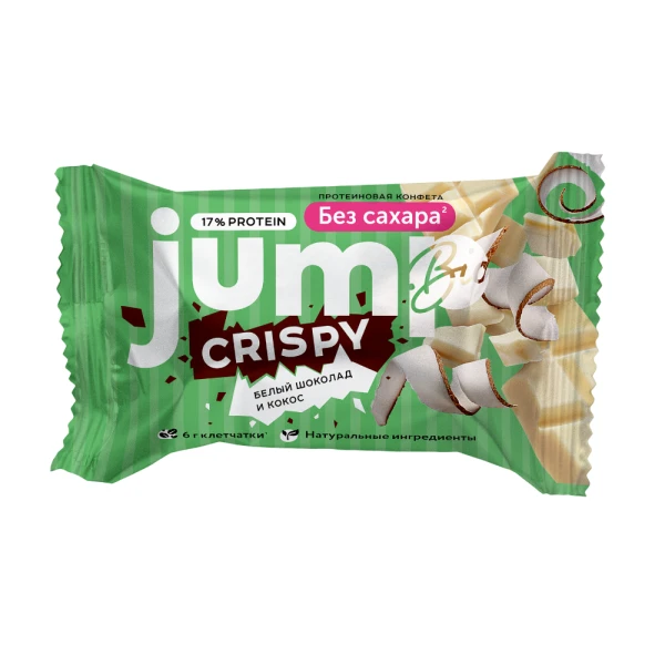 Jump Bio конфета Crispy 30 грамм (Белый шоколад и кокос)