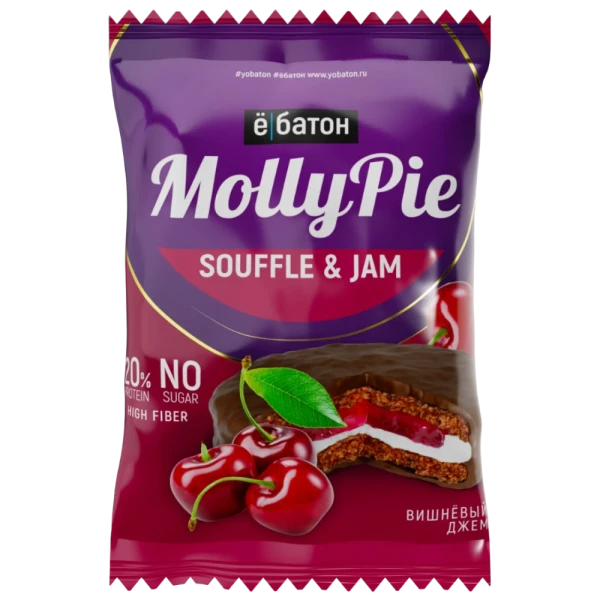 Ёбатон Протеиновое печенье Molly Pie Souffle and Jam 50 грамм (Вишневый джем)