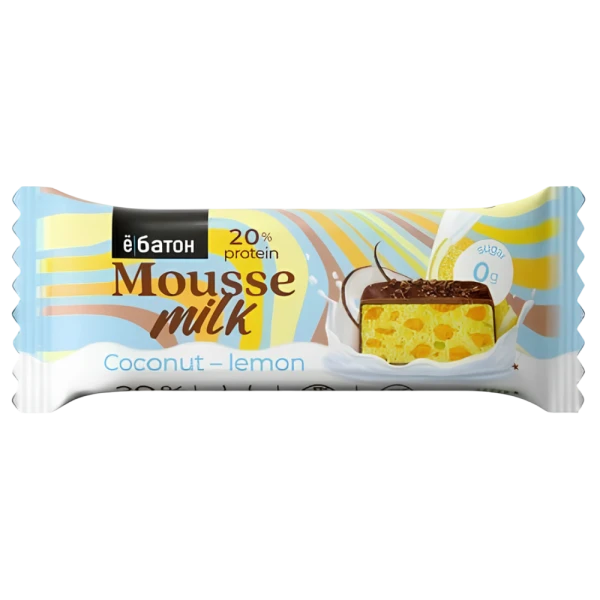 Ёбатон Протеиновый батончик Mousse milk 40 грамм (Кокос-лимон)