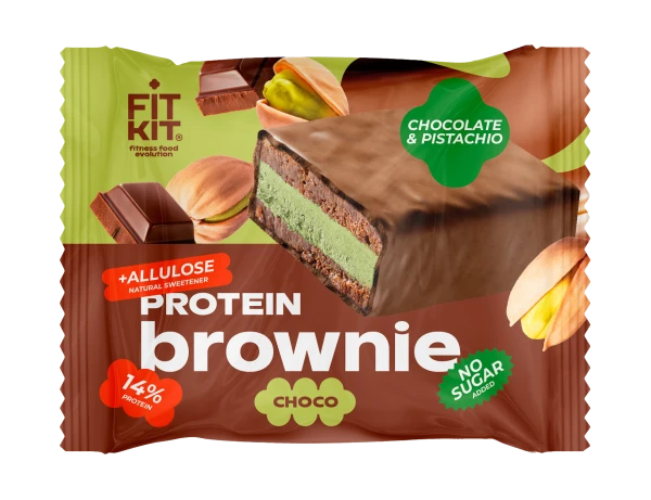 Fit Kit Протеиновый брауни в шоколаде 50 грамм (Шоколад-фисташка)
